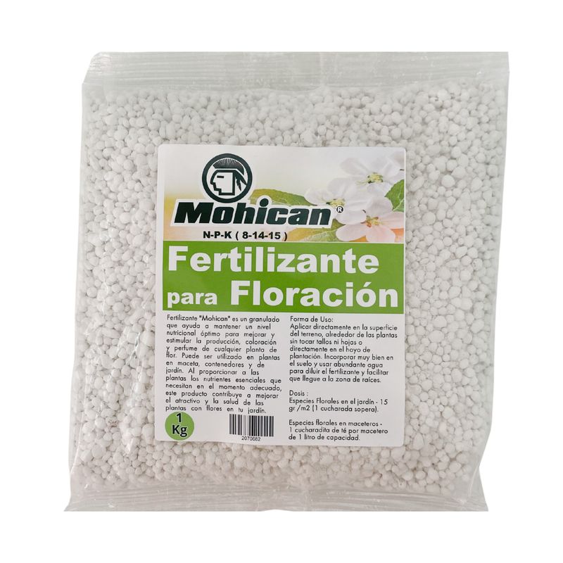 MOHICAN - FERTILIZANTE PARA FLORACIÓN DE PLANTAS BOLSA 1 KG MOHICAN