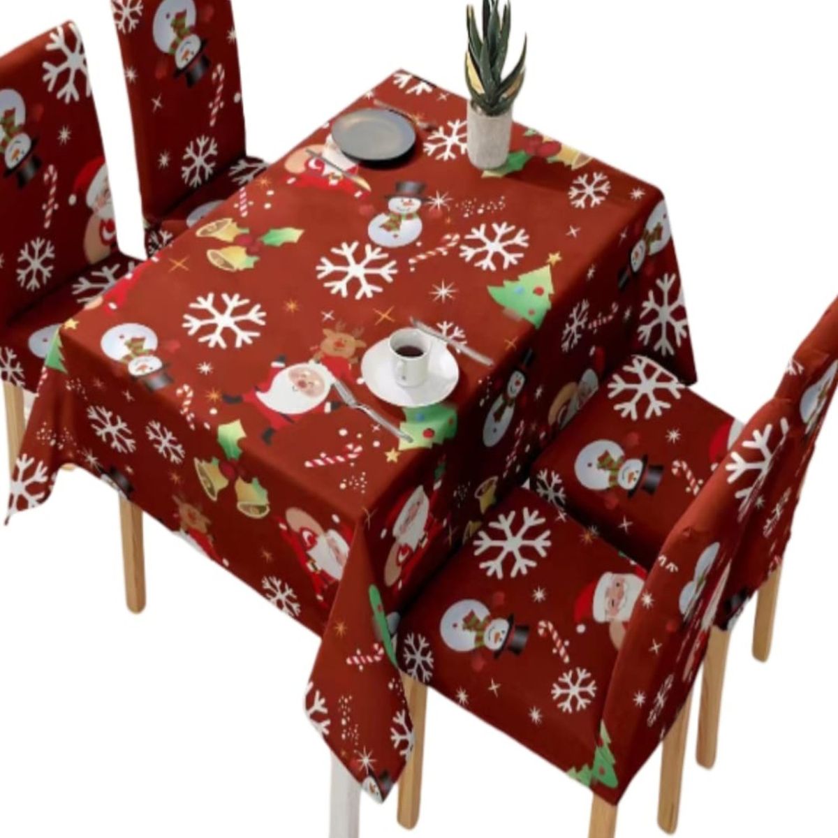 GENERICO - Mantel y Fundas de Sillas Navidad 7 Piezas Decoración 31O6