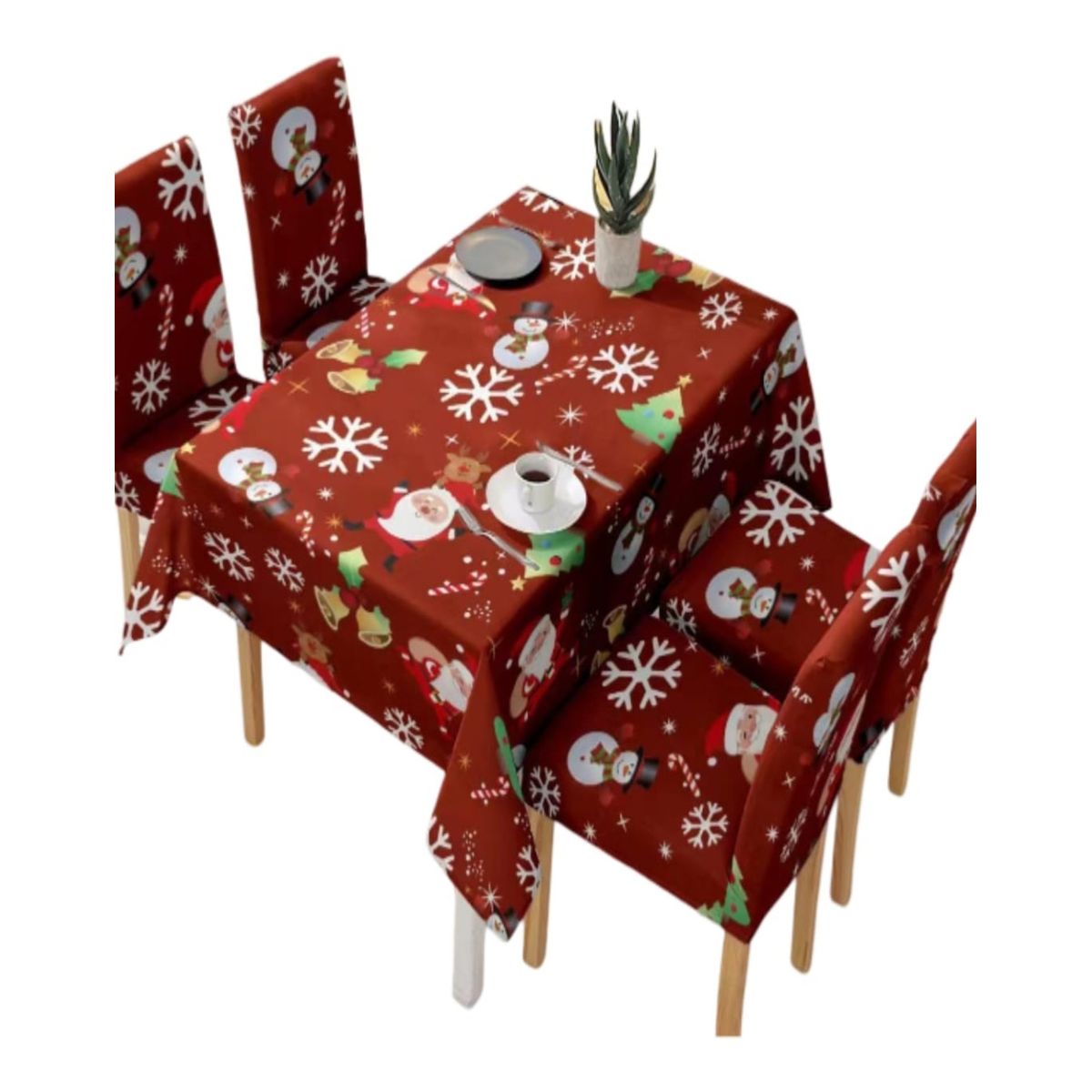 GENERICO - Mantel y Fundas de Sillas Navidad 7 Piezas Decoración 31O6