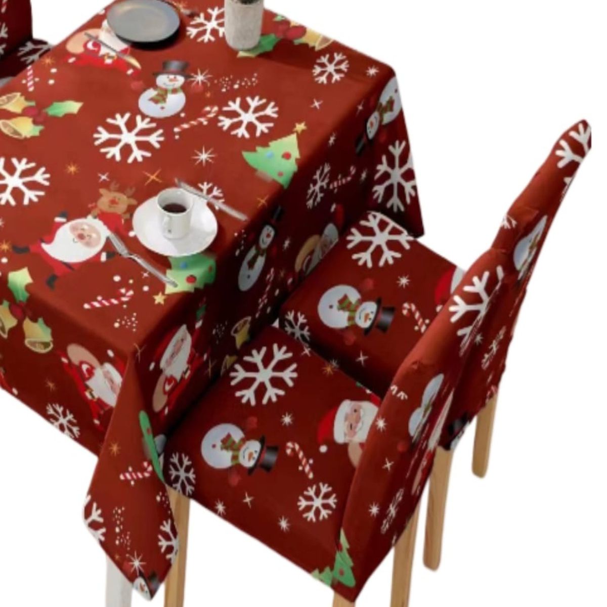 GENERICO - Mantel y Fundas de Sillas Navidad 7 Piezas Decoración 31O6