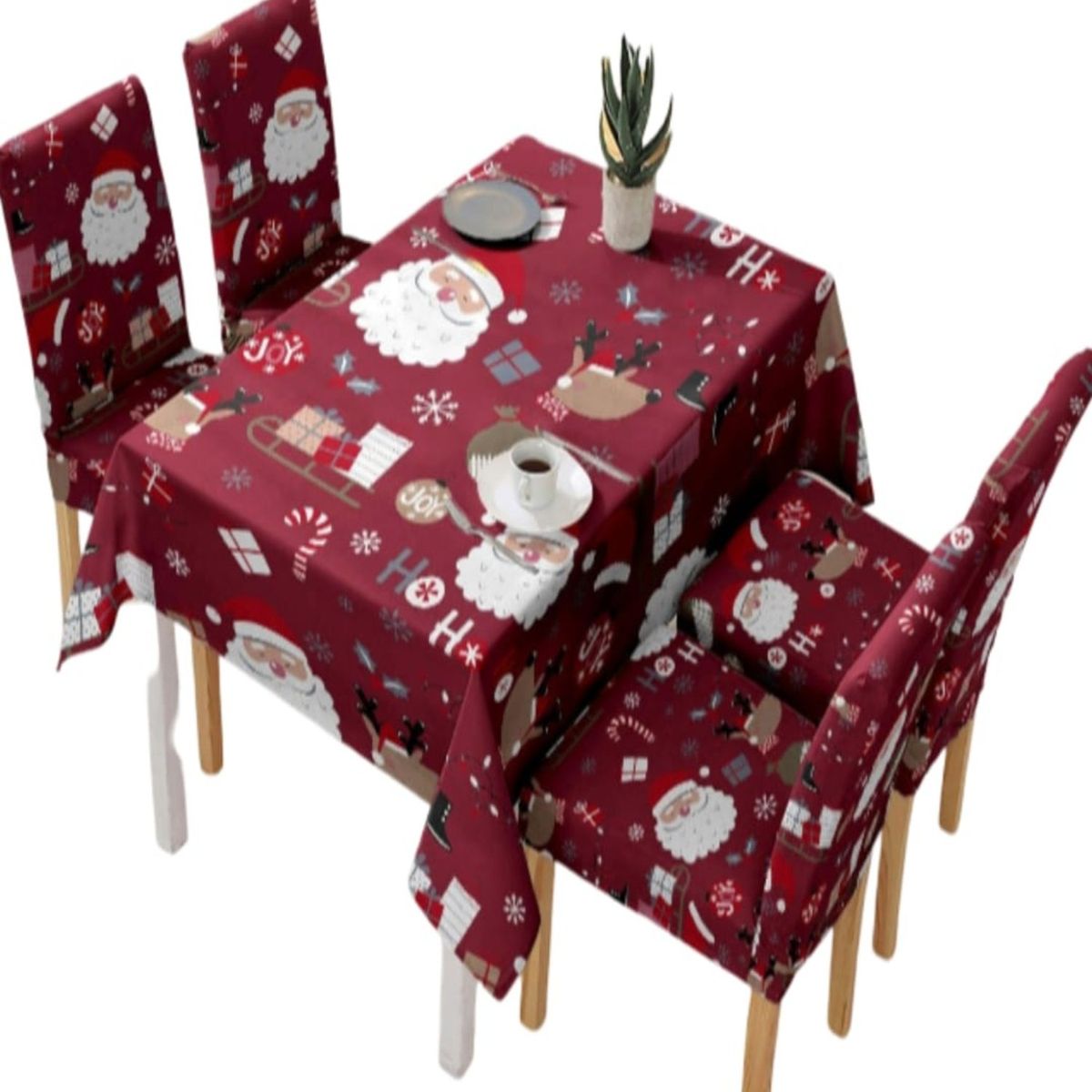 GENERICO - Mantel y Fundas de Sillas Navidad 7 Piezas Decoración 31O7