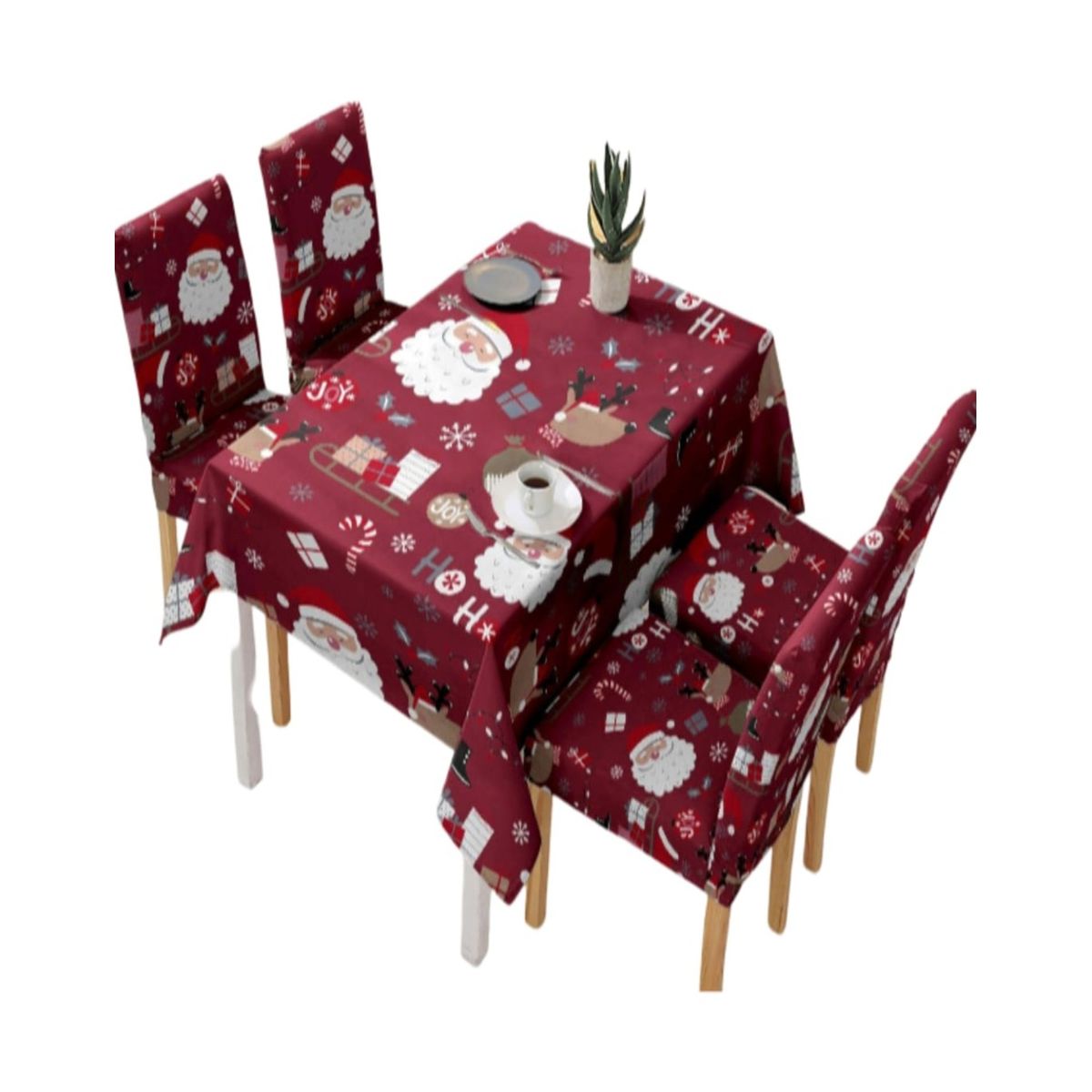 GENERICO - Mantel y Fundas de Sillas Navidad 7 Piezas Decoración 31O7