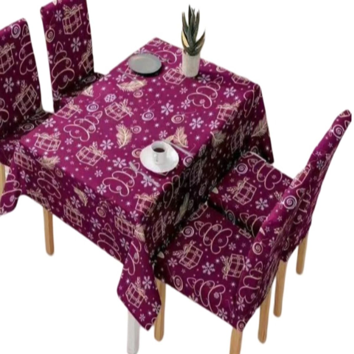 GENERICO - Mantel y Fundas de Sillas Navidad 7 Piezas Decoración 31O4