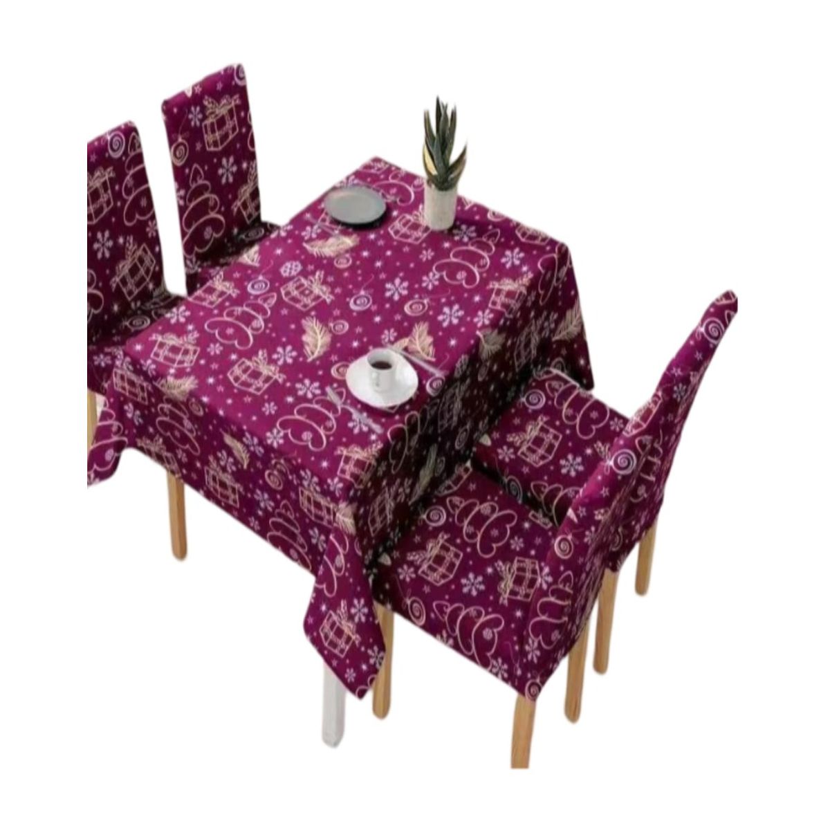 GENERICO - Mantel y Fundas de Sillas Navidad 7 Piezas Decoración 31O4