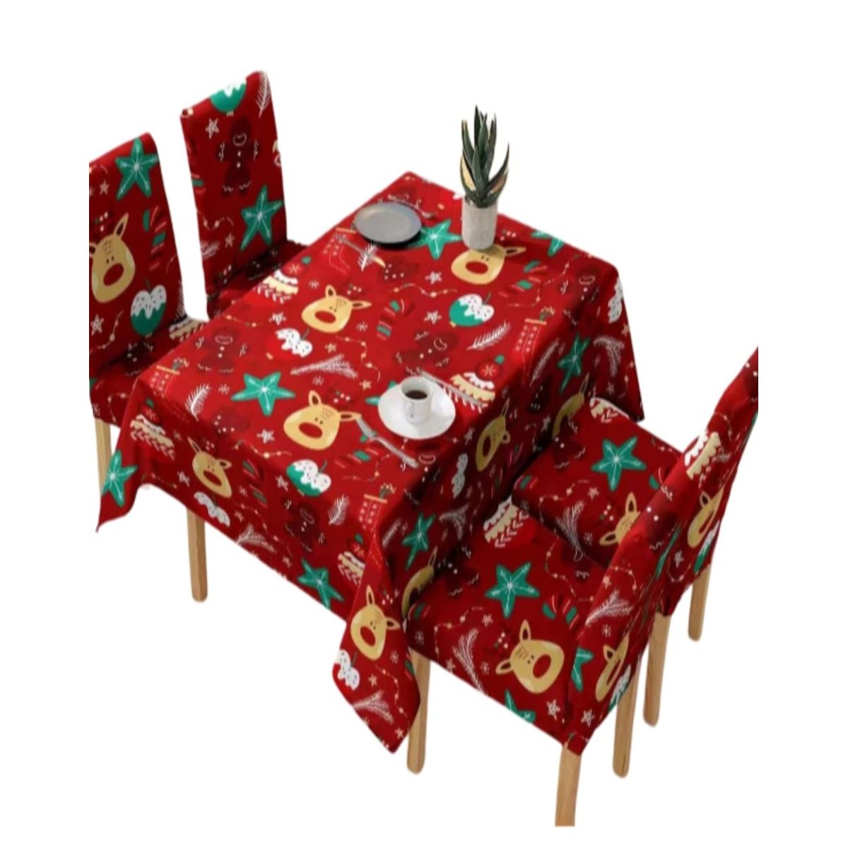 GENERICO - Mantel y Fundas de Sillas Navidad 7 Piezas Decoración 31O3