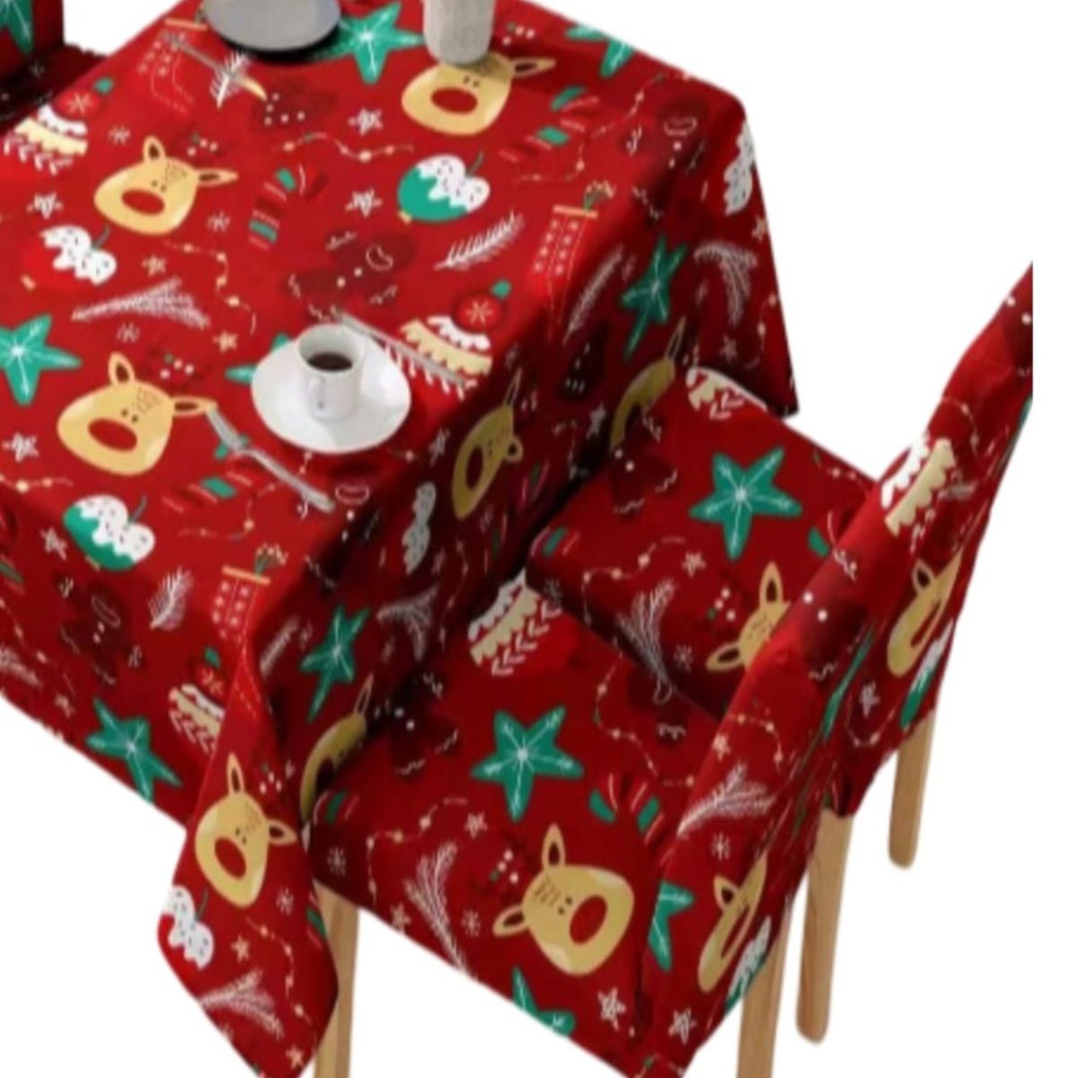 GENERICO - Mantel y Fundas de Sillas Navidad 7 Piezas Decoración 31O3