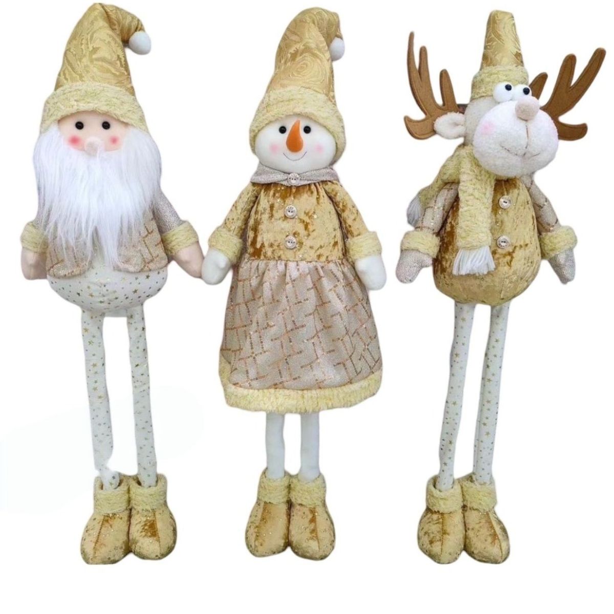 GENERICO - Set 3 Muñecos Navideños Patas Largas Ajustables 30o3