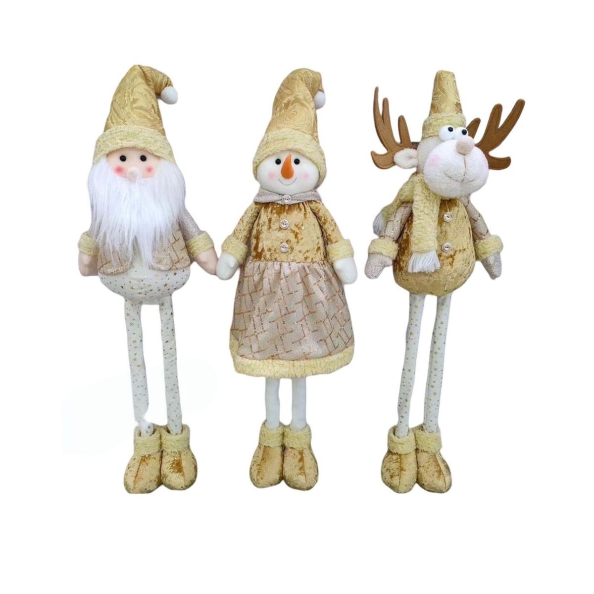 GENERICO - Set 3 Muñecos Navideños Patas Largas Ajustables 30o3