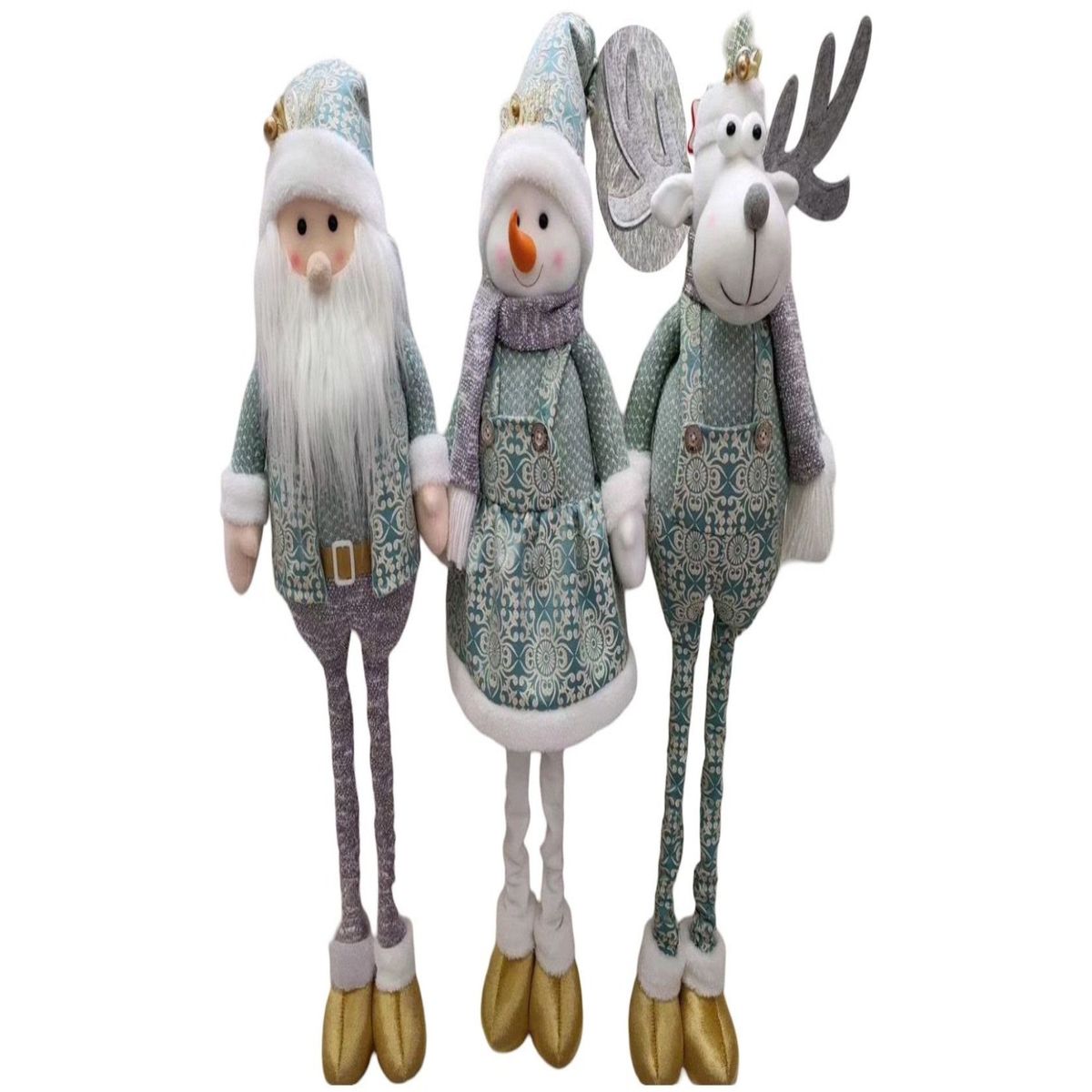 GENERICO - Set 3 Muñecos Navideños Patas Largas Ajustables 30o2