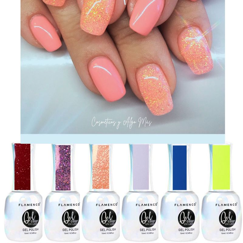 FLAMENCO - Set de 6 esmaltes semipermanentes secado uv larga duración
