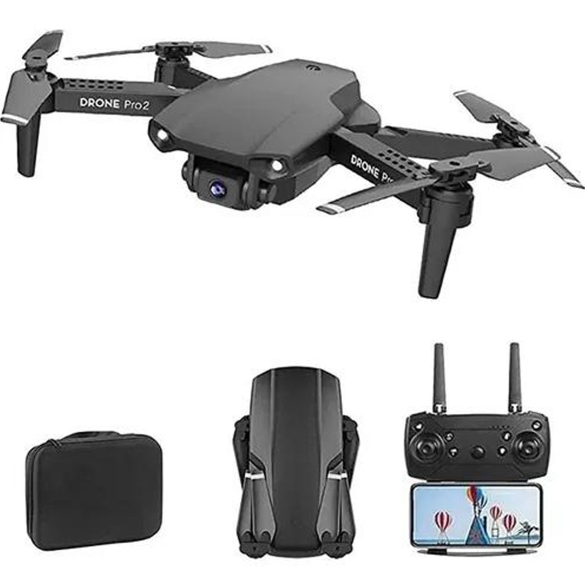 GENERICO - Dron con doble cámara ajustable FPV plegable negro