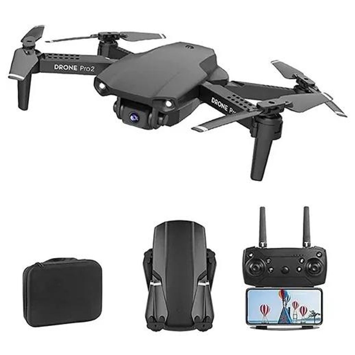 GENERICO - Dron con doble cámara ajustable FPV plegable negro