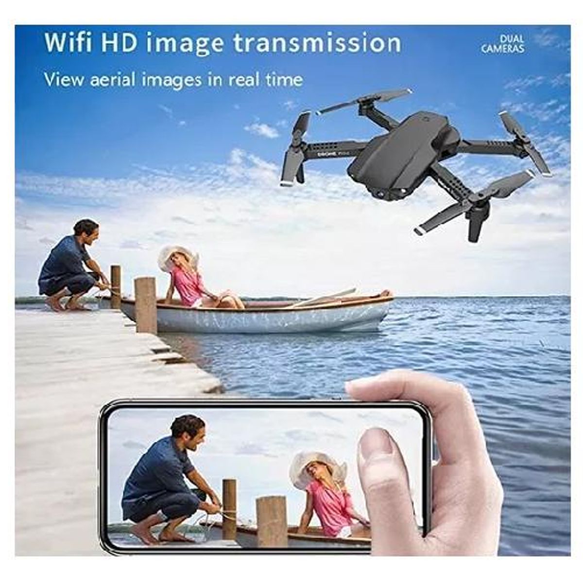 GENERICO - Dron con doble cámara ajustable FPV plegable negro