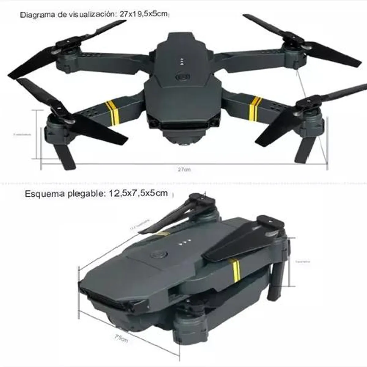 GENERICO - Drone con cámara plegable dron barato resistente negro