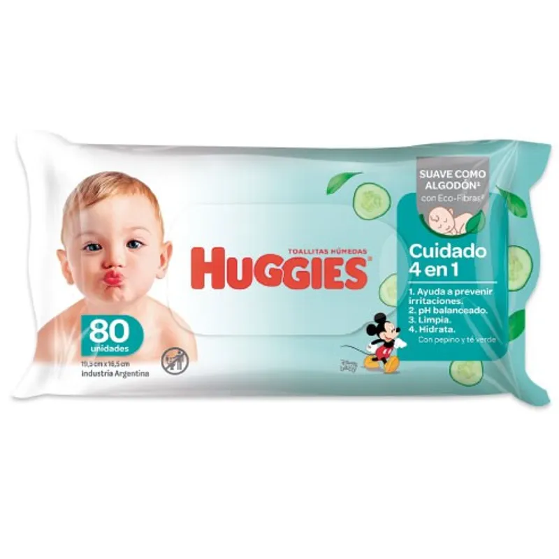 HUGGIES - TOALLITAS HUMEDAS NATURAL CARE TAPA 4EN1 8X 80 UDS
