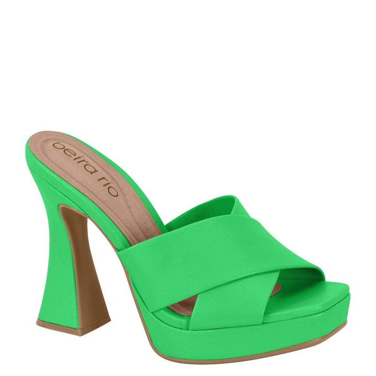 BEIRA RIO - Sandalia Taco Ancho 10cm Mujer Beira Rio Eco Cuero Verde