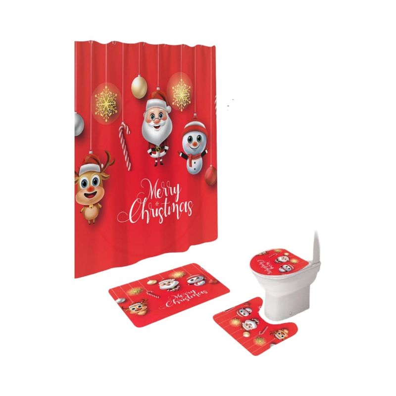 GENERICO - Set Navidad 4 Piezas Decoración Baño Festiva