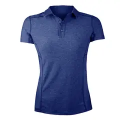 ANDESLAND OUTDOOR APPAREL - Polera Dryfit Con Cuello MC Azul Oscuro Jaspeado Mujer