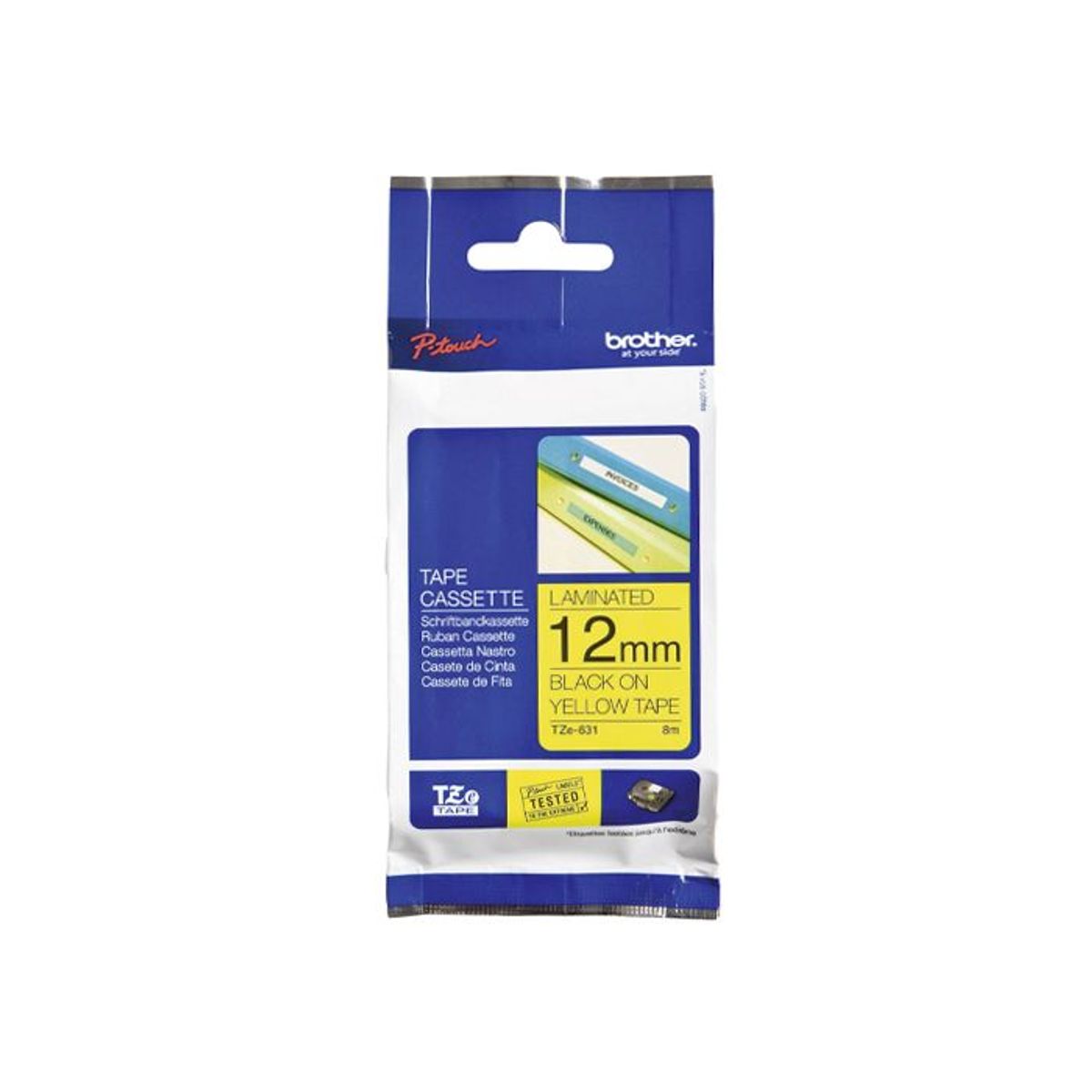 BROTHER - Cinta Brother Negro Sobre Amarillo 12mmx8mts Tze631