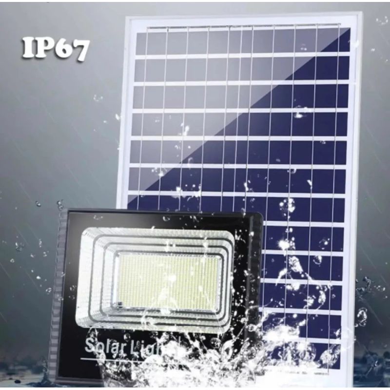 GENERICO - Foco Reflector Solar 200w Exterior Color Negro Luz Blanco Frío