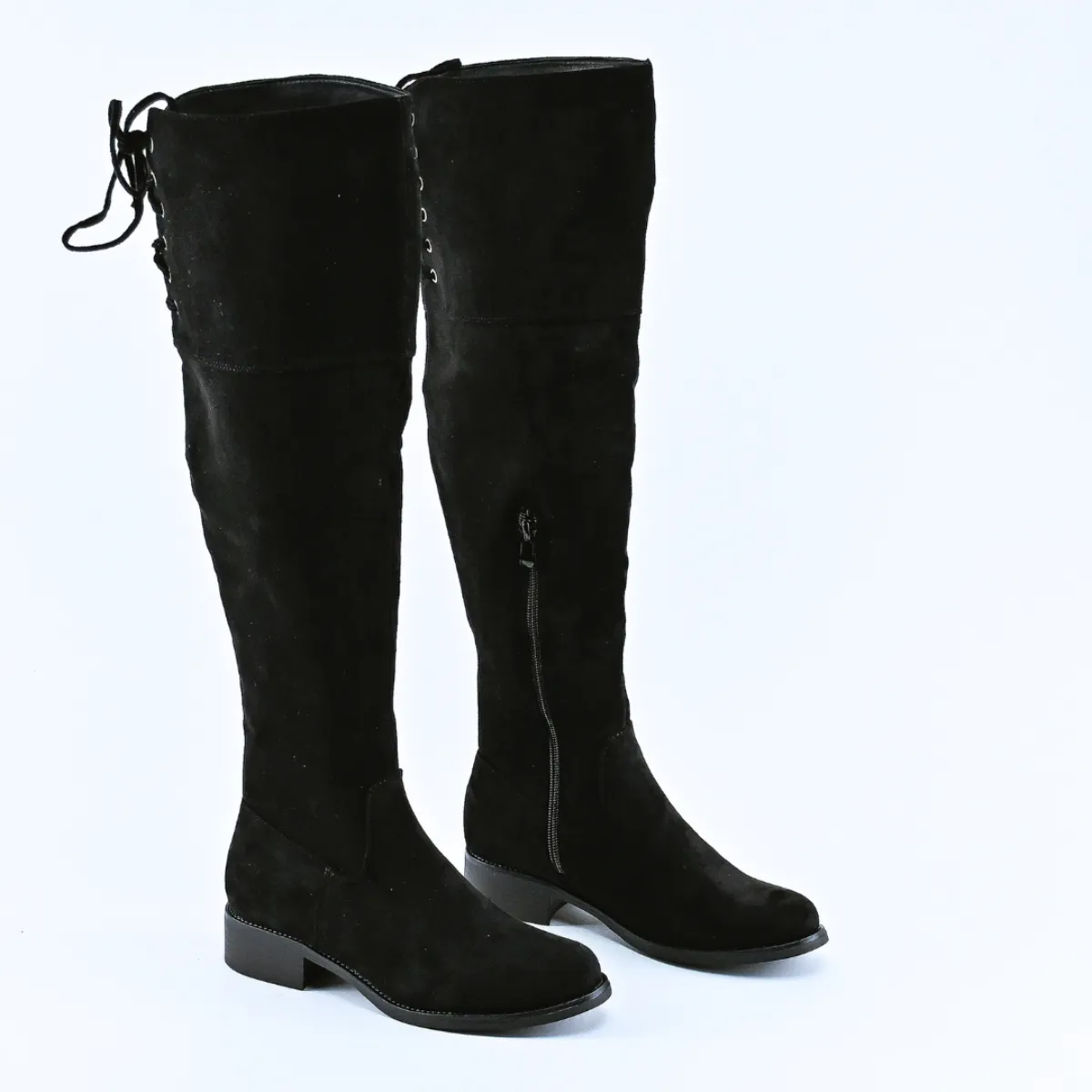 HERIEL - Botas Bucaneras Negras Gamuza para Mujer