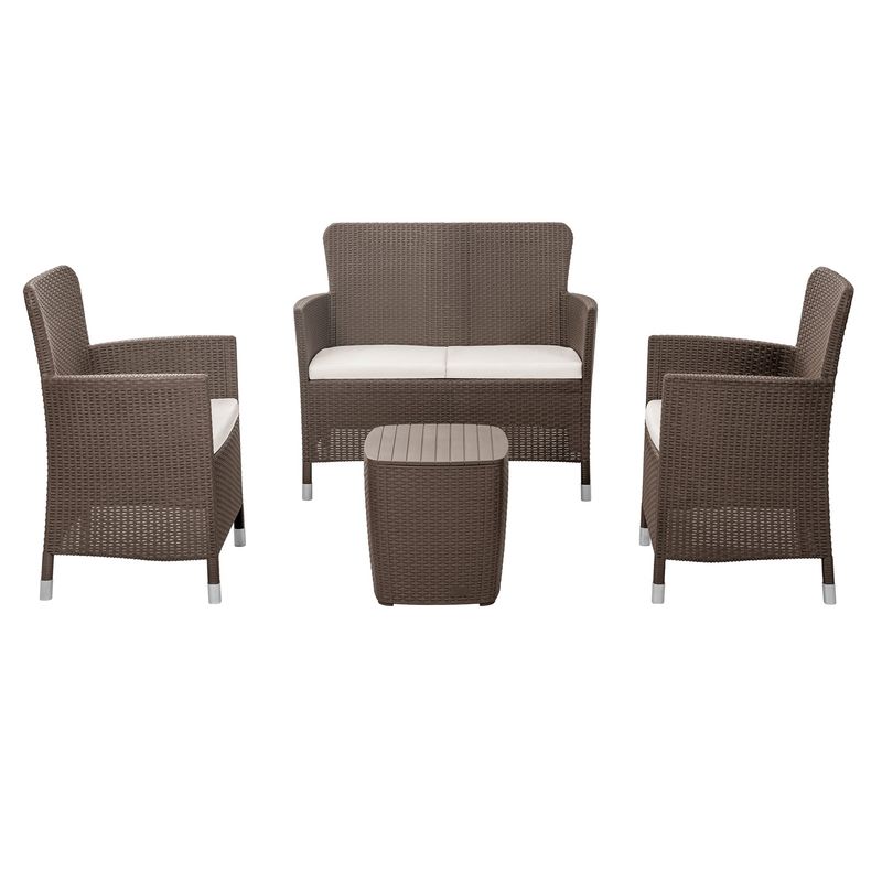 QRUBBER - Juego Terraza Capri Comfort Mocca tipo Rattán MQ QRubber