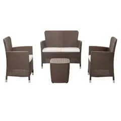 QRUBBER - Juego Terraza Capri Comfort Mocca tipo Rattán MQ