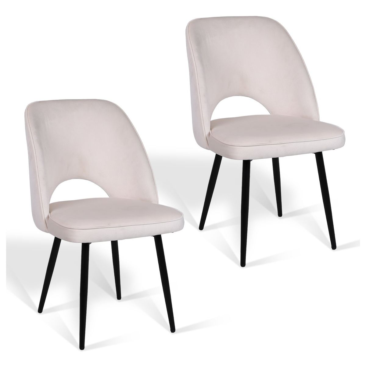 NOVAHUS - Pack 2 Sillas de Comedor Terciopelo Oval Beige.