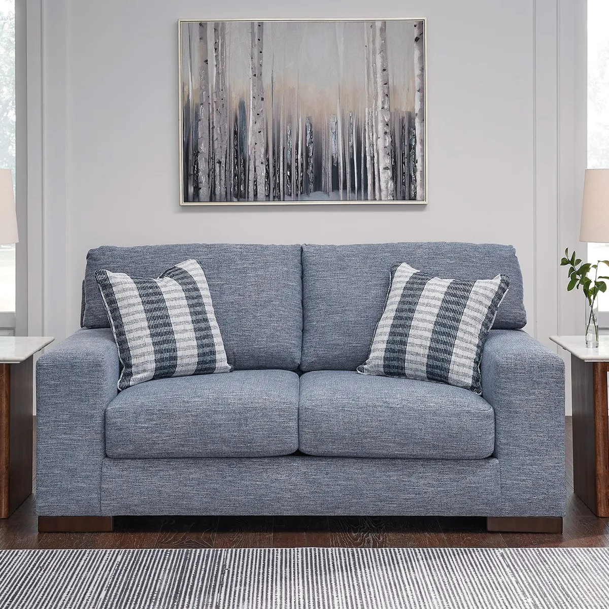 ASHLEY - Sofá 2 cuerpos Nuvella denim lavable