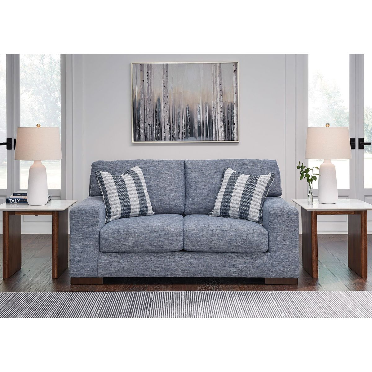 ASHLEY - Sofá 2 cuerpos Nuvella denim lavable