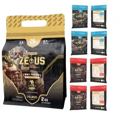 PALIKOS FITNESS - Proteina whey chocolate 2 kg + 4 sashet pre entreno + 4 de creatina