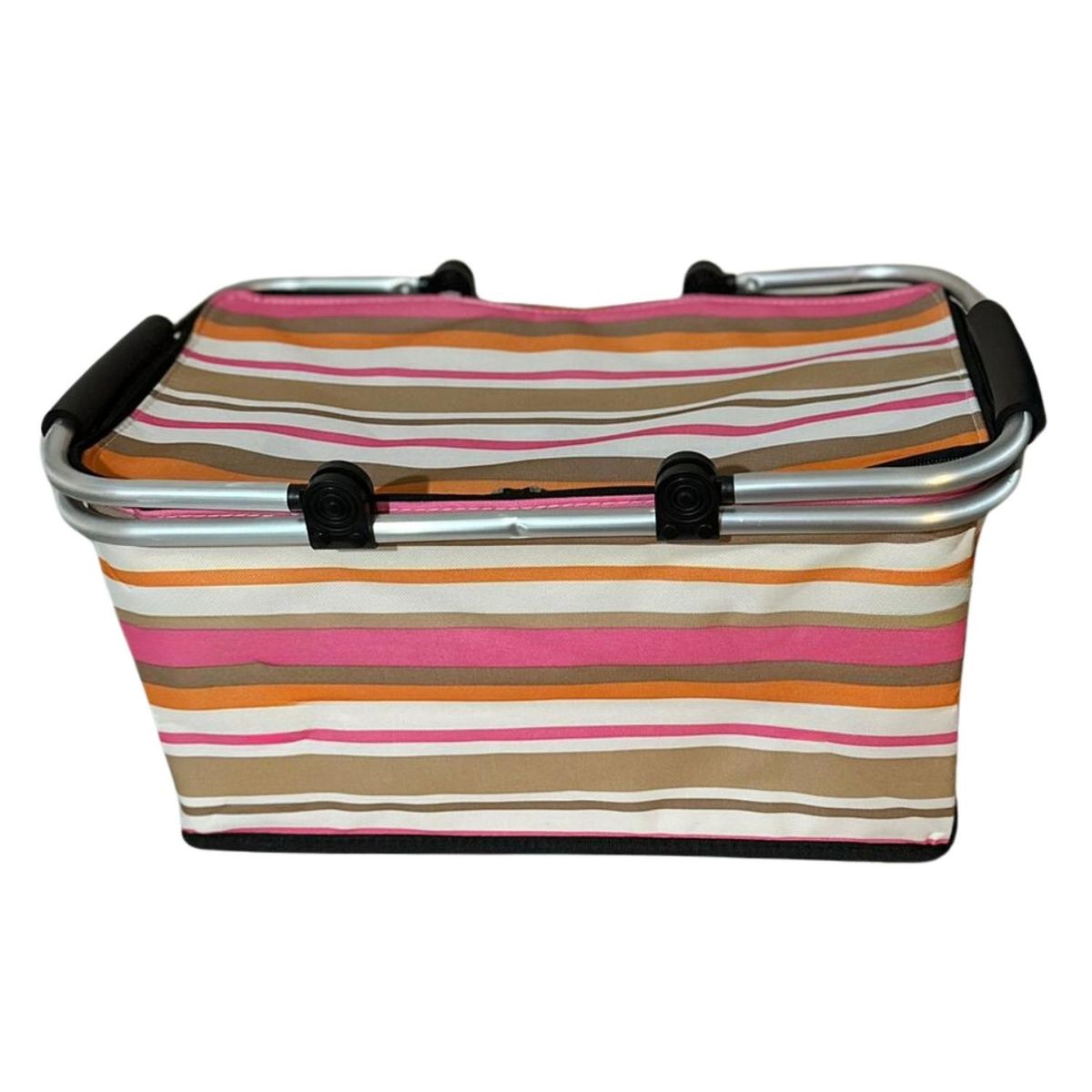 AUCKLAND OUTDOOR - Bolso Termico Plegable Lineas Naranjas Cooler Canasta Picnic
