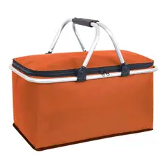 AUCKLAND OUTDOOR - Bolso Termico Plegable Naranja Cooler Canasta Picnic
