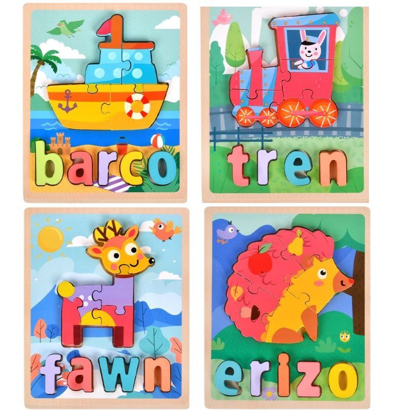 GENERICO - Pack 8 Rompecabezas 3D Animales Educativo