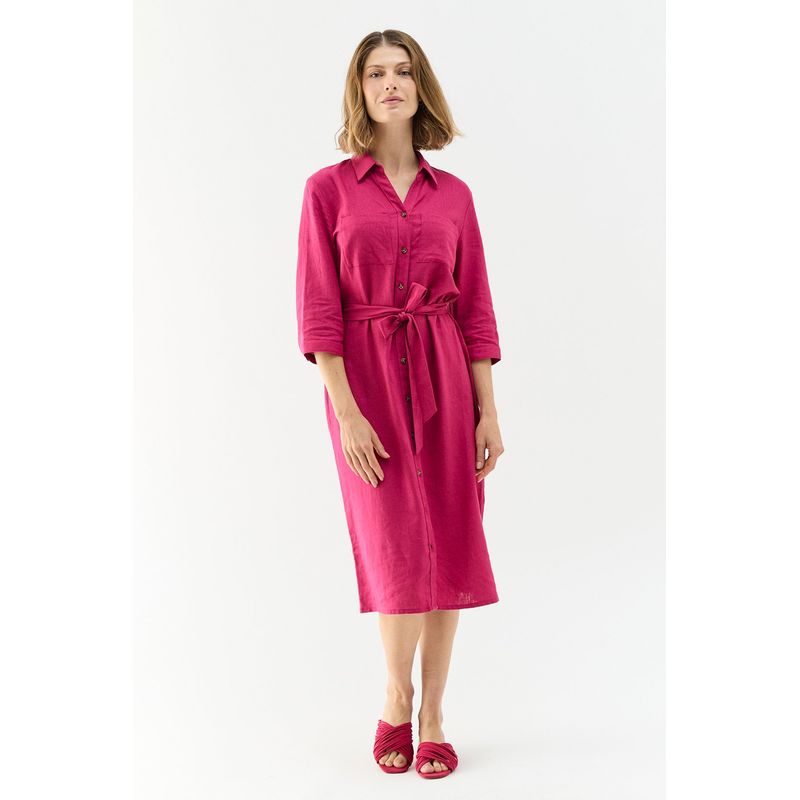 MA GRIFFE - Vestido Liso Burdeo Magriffe