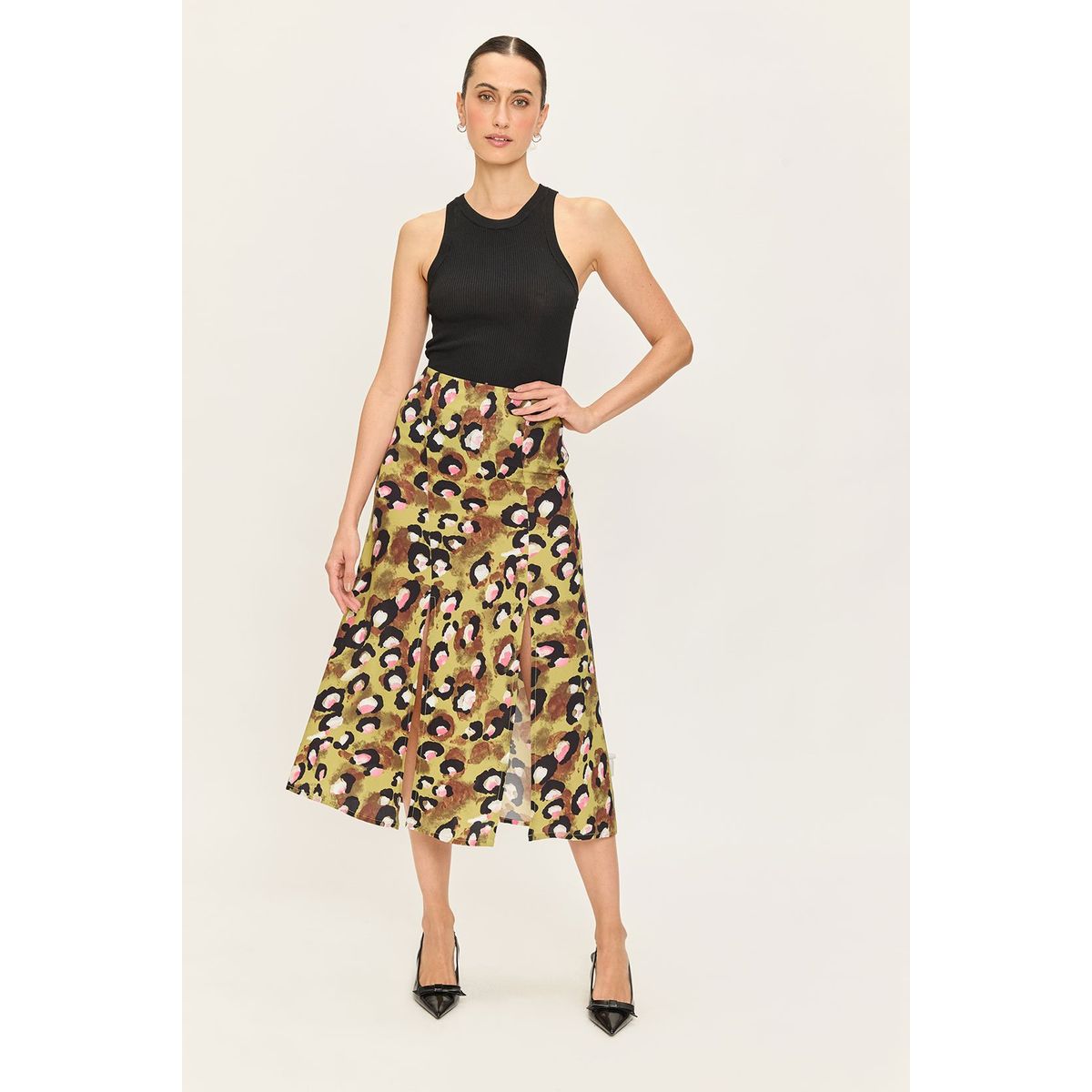 ASH - Falda Larga Verde Musgo Mujer Ash