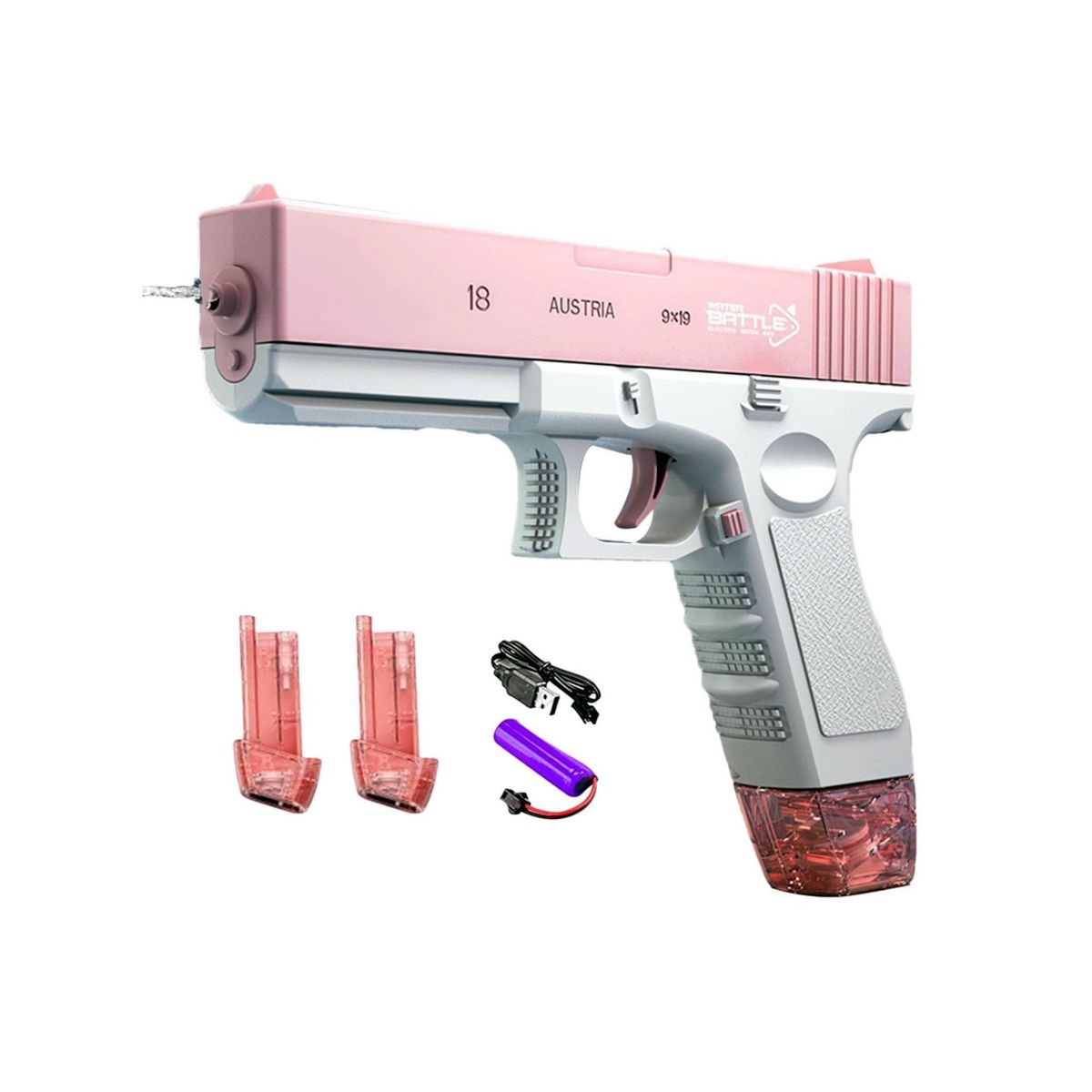 GENERICO - Pistola De Agua Recargable Rosado Lanzamiento Continuo - SC