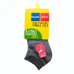 CAFFARENA - Calcetín Tobillo Bambú Pack 3 Escolar