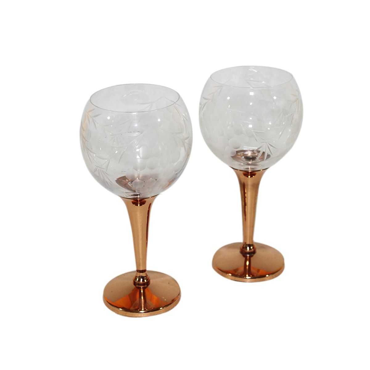PERFECT CLASS - Set 2 Copas Vino Tallada Cobre