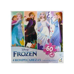 DISNEY - Set De 4 Rompecabezas Frozen De 60 Piezas Cada Uno