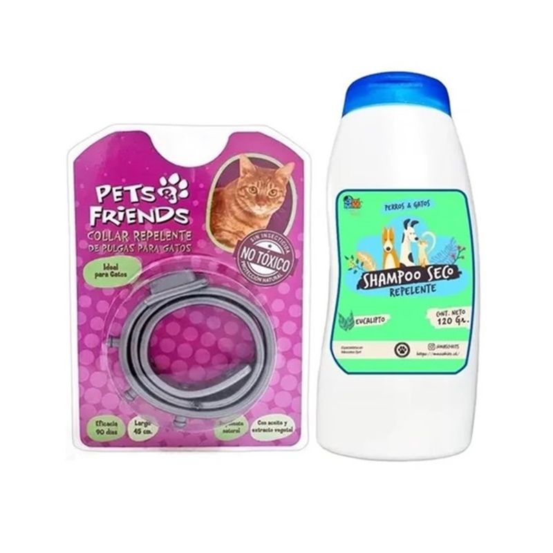 MASCOKITS - Mini Kit Para Gato Collar Antipulgas Shampoo Repelente