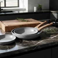 Bateria De Cocina 2 Sartenes Piezas Antiadherente Ceramica Marmolada