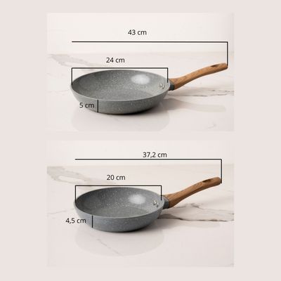 Imagen 2 del producto Bateria De Cocina 2 Sartenes Piezas Antiadherente Ceramica Marmolada