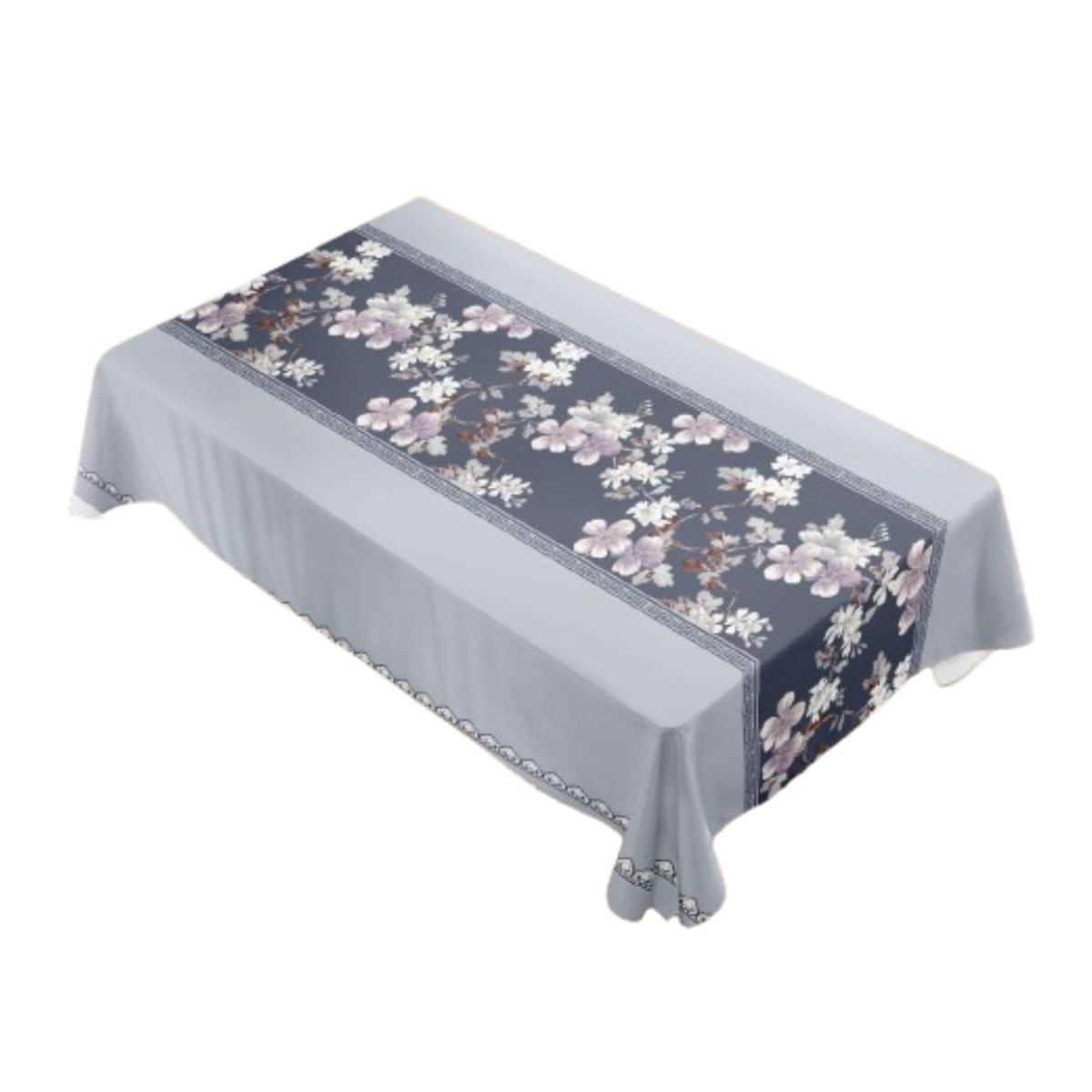 GENERICO - Mantel Rectangular Antimanchas 140 x 220 cm - Gris Azul Mundo Floral
