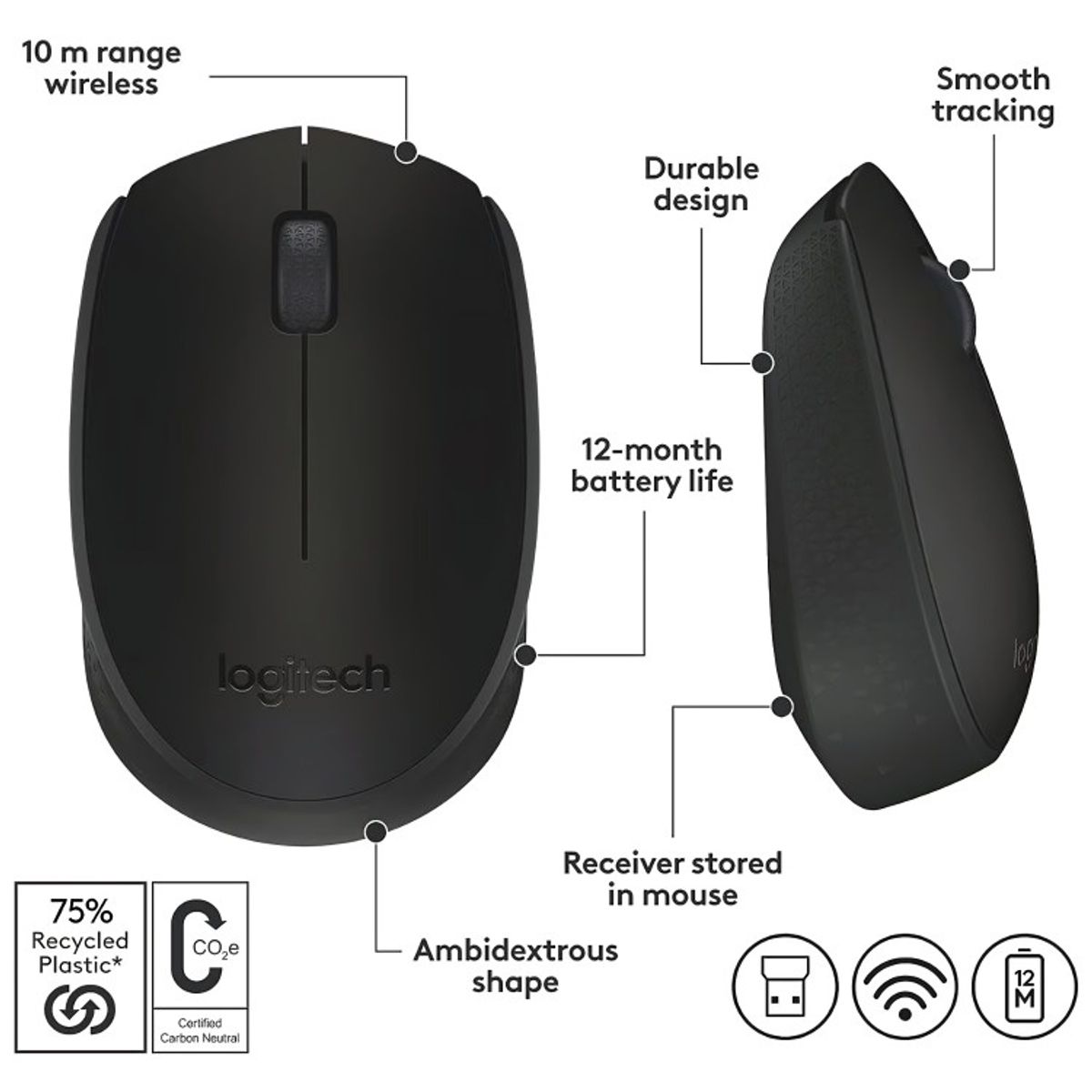 OEM - MOUSE LOGITECH INALAM M170 NEG 910-004940