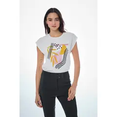 IO - Polera Manga Corta Crudo Mujer
