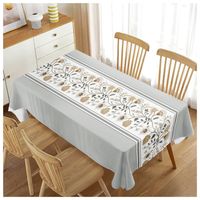 Mantel Rectangular Antimanchas 140 x 220 cm - Gris Hojas Flabeladas