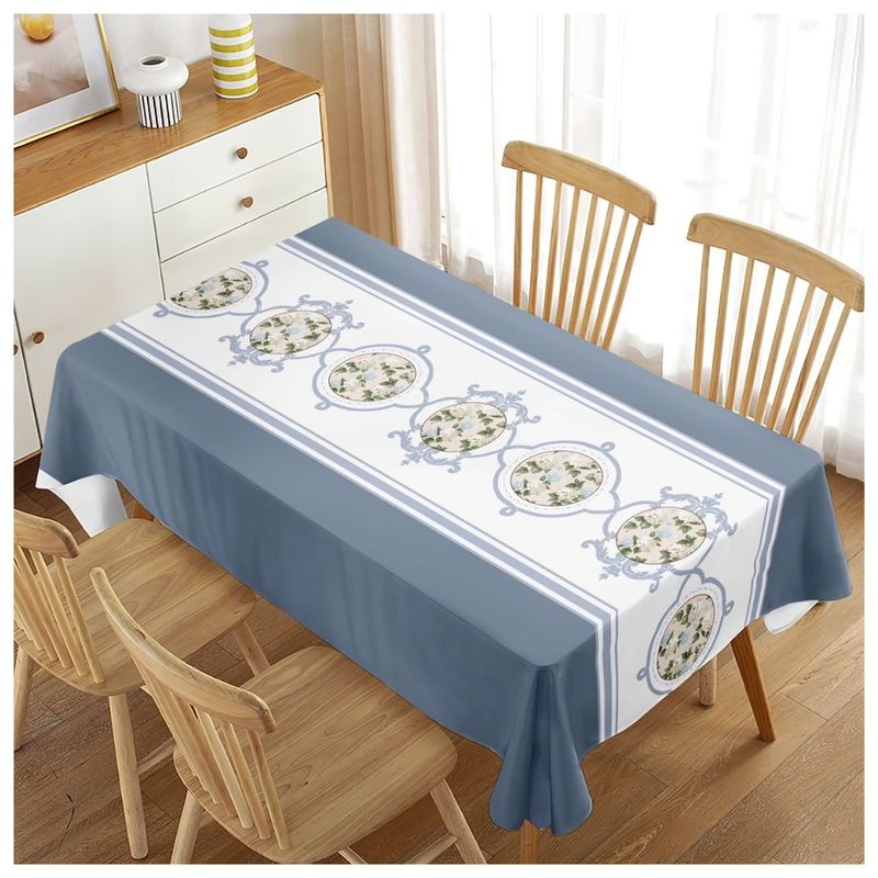 GENERICO - Mantel Rectangular Antimanchas 140 x 220 cm - Azul Diseño Hindú