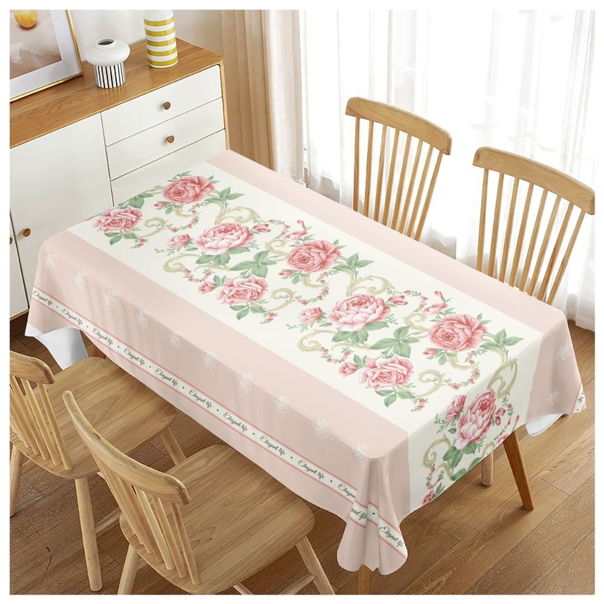 GENERICO - Mantel Rectangular Antimanchas 140 x 220 cm - Rosado Campo Floral