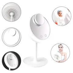 GENERICO - Espejo de Maquillaje Giratorio y Ventilador con luces LED